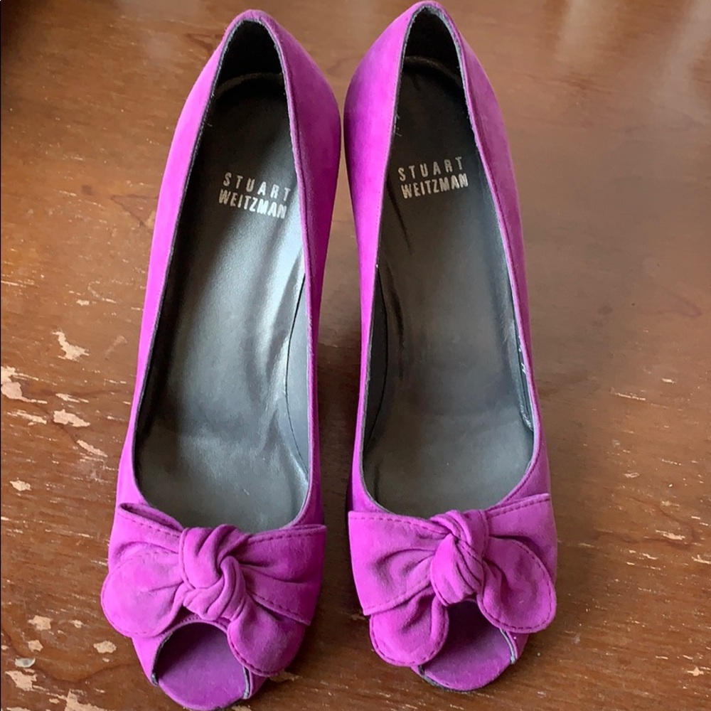 Stuart Weitzman fuchsia peep toe